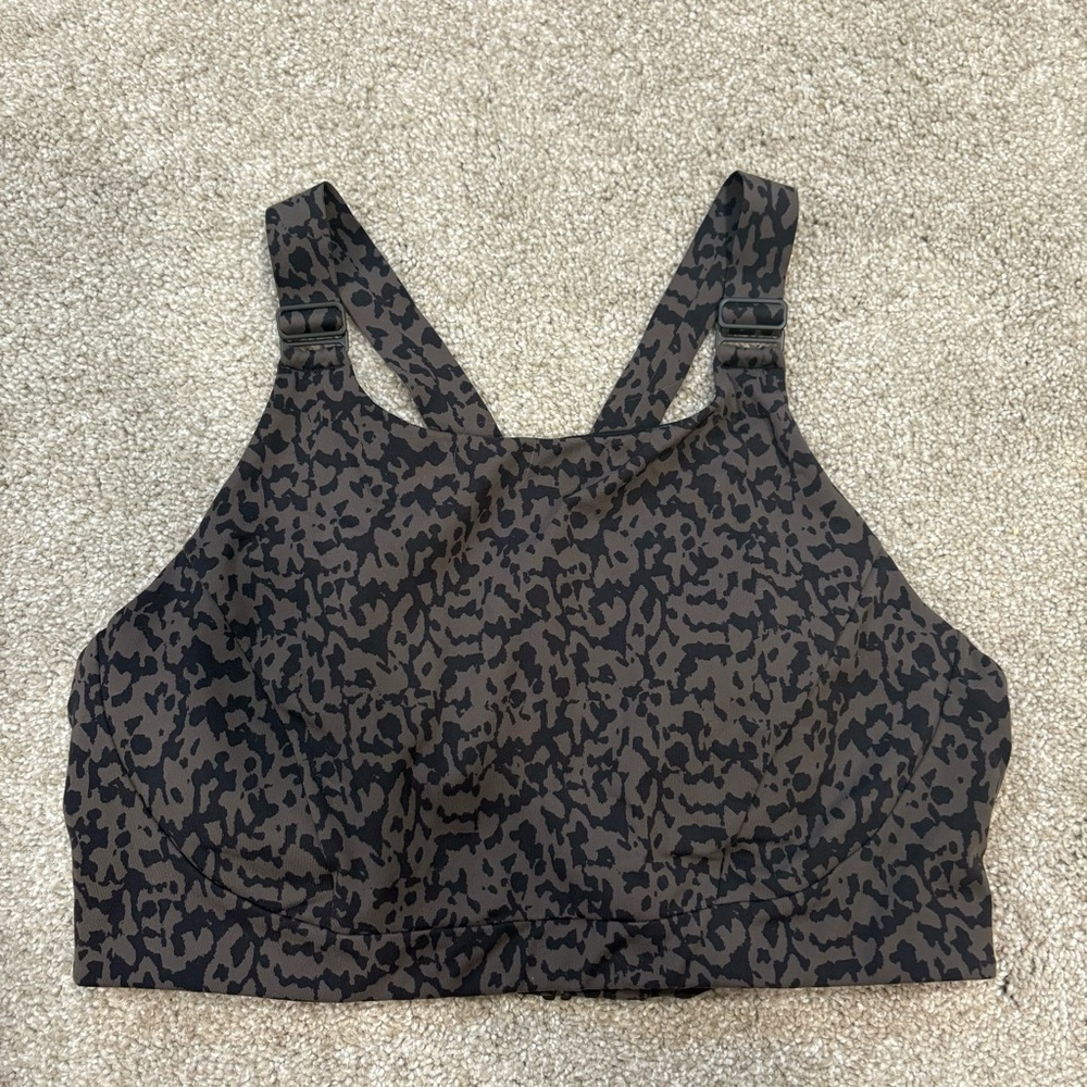 Prana Black Sports Bra Leopard Print